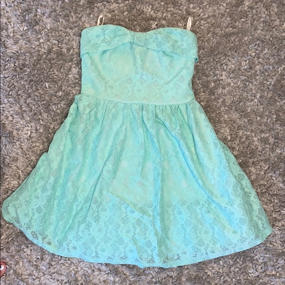 Turquoise Strapless Dress